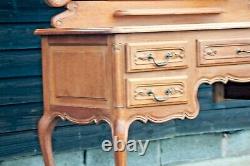 French Louis XV Style Carved Oak Tri Mirror Dressing Table 5 Drawers (B205)