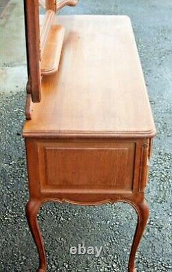 French Louis XV Style Carved Oak Tri Mirror Dressing Table 5 Drawers (B205)