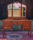 French Louis Xv Style Carved Oak Triple Folding Mirror Dressing Table! (nwb73)