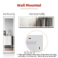 Full Length Mirror with LED Lights 3 Color Dimmable Wall Mounted / Freestanding