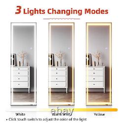 Full Length Mirror with LED Lights 3 Color Dimmable Wall Mounted / Freestanding