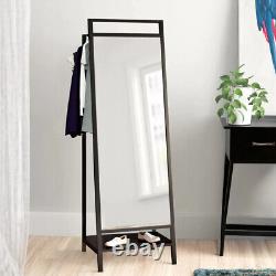 Full Length Mirror with Storage Rack Floor Standing Dressing Open Wardrobe Shelf