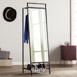 Full Length Mirror with Storage Rack Floor Standing Dressing Open Wardrobe Shelf