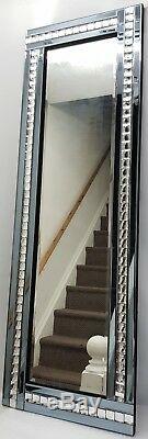 Full Length Wall Mirror Smoke Silver Grey Crystal 120x40cm Hallway Dressing
