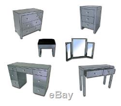 GREY Mirrored Furniture Glass Dressing Table Bedroom Console bevelled VENETIAN