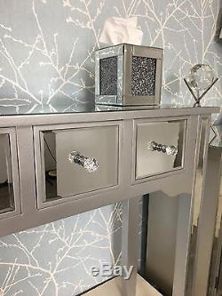 Georgia Silver Mirrored 4 Drawer Wooden Console Display Hall Dressing Table