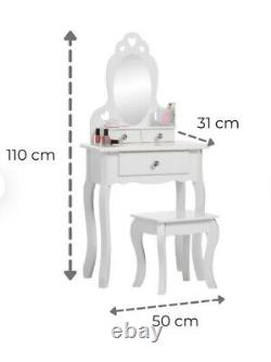 Girls Dressing Table with Stool and Mirror 3 Drawer