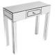 Glamorous Mirrored Crushed Crystal Console Table With Drawer, Dressing Table