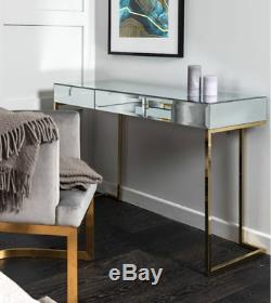 Glass Console Table Modern Venetian Mirrored Gold Dressing Furniture Large Hall