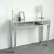 Glass Dressing Table Mirrored Make-up Desk 2 Drawers