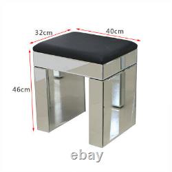 Glass Mirrored Bedroom Furniture Dressing Table Stool 2 Drawers Bedside Tables