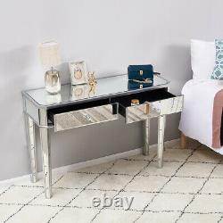 Glass Mirrored Computer Desk PC Table Home Office Workstation Dressing Table UK