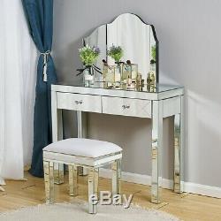 Glass Mirrored Dressing Table Bedside Console Dresser Table/Stool/Mirror Option
