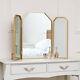 Gold Hexagon Triple Dressing Table Mirror 59cm X 82cm Table Top Modern