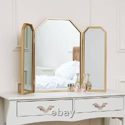 Gold Hexagon Triple Dressing Table Mirror 59cm x 82cm table top modern