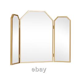 Gold Hexagon Triple Dressing Table Mirror 59cm x 82cm table top modern