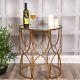 Gold Mirrored Side Table Metal Glass Hallway Living Room Home Accessory Chic