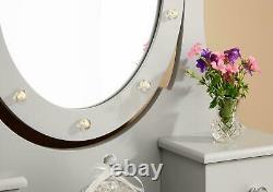 Grace LED Dressing Table 3 Drawer Stool Grey Makeup Mirror Bedroom Vanity Desk