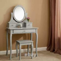 Grace LED Dressing Table 3 Drawer Stool Grey Makeup Mirror Vanity Desk Seconds