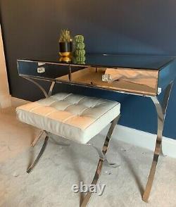 Graham and Green Mirrored dressing table with matching white leather stool