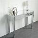 Great Pric-2 Drawers Glass Dressing Table Mirrored, Make-up Console Vanity Table