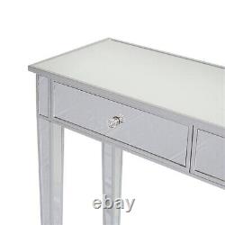 Great Pric-2 Drawers Glass Dressing Table Mirrored, Make-Up Console Vanity Table