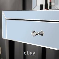 Grey Modern Mirrored Dressing Table Drawer Jewellery Storage Vanity Desk Bedroom