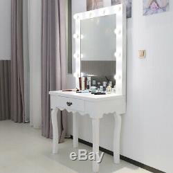 HD Wood Dressing Table Beauty Station Makeup Table Mirror Drawer Vanity Mirror