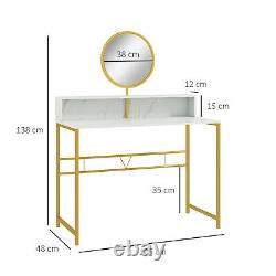 HOMCOM Dressing Table Vanity Makeup Desk With Faux Marble and Steel Frame White