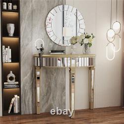 Half Moon Mirrored Console Table Dressing Desk Sofa Hallway Glass Accent Display