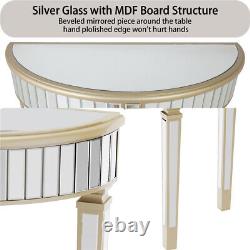 Half Moon Mirrored Console Table Dressing Desk Sofa Hallway Glass Accent Display