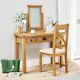 Hereford Rustic Oak Dressing Table With Mirror Oak Chair Set Co-dt-co-cbcf-co-vm