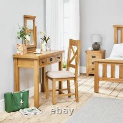 Hereford Rustic Oak Dressing Table with Mirror Oak Chair Set CO-DT-CO-CBCF-CO-VM
