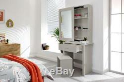 Hobson Dressing Vanity Table Set With Stool and Sliding Mirror Grey