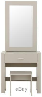 Hobson Dressing Vanity Table Set With Stool and Sliding Mirror Grey