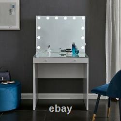 Hollywood Dressing Table Mirror Station Vanity Unit LED Light Up Glass Desk Bulb
