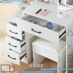 Hollywood LED Lighted Vanity Makeup Dressing Table with Sliding Mirror Drawers UK