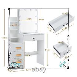 Hollywood Makeup Dressing Table with LED Lights Vanity Set Mirror Drawers Bedroom