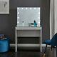 Hollywood Mirror & Dressing Table Vanity Set White Led Bulb Lights Glass Top