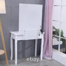 Hollywood Mirror Dressing Table with LED Light Mirror Vanity MakeUp Desk Stool Set