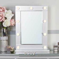 Hollywood Mirror LED 9 Light Dressing Table Bedroom Furniture Makeup Grey Glass