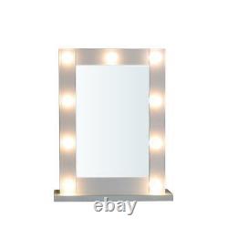 Hollywood Mirror LED 9 Light Dressing Table Bedroom Furniture Makeup Grey Glass