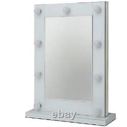 Hollywood Mirror LED 9 Light Dressing Table Bedroom Furniture Makeup White Glass