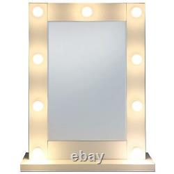 Hollywood Mirror LED 9 Light Dressing Table Bedroom Furniture Makeup White Glass