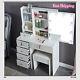 Hollywood New Vanity Dressing Table Set With Led Lights Mirror + 6 Drawers & Stool