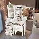 Hollywood New Vanity Dressing Table Set With Led Lights Mirror & 6 Drawers & Stool