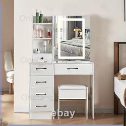 Hollywood Warm White Vanity Set Bedroom Makeup Dressing Table with LED Mirror UK