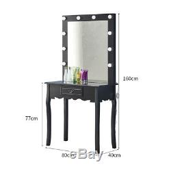 Hollywood White/Black Dressing Table with Lights Vanity Mirror Makeup Modern UK