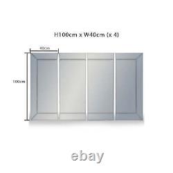 Hudson Venetian Bevelled All Glass Modern 4 Panel Wall Mirror H100 x W40cm x 4
