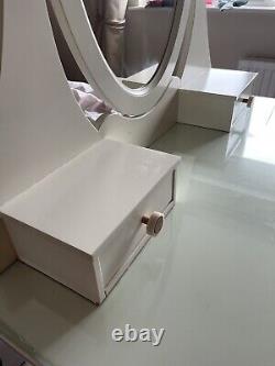 Ikea Hemnes Dressing Table Desk With Glass Top Mirror Drawers & Stool White